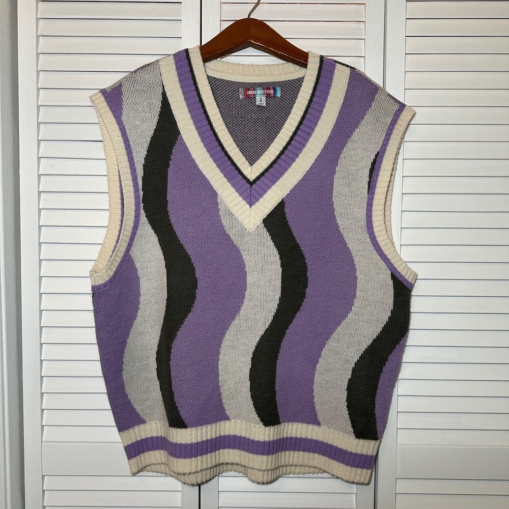 Urban Outfitters Purple and Cream Knit Vest